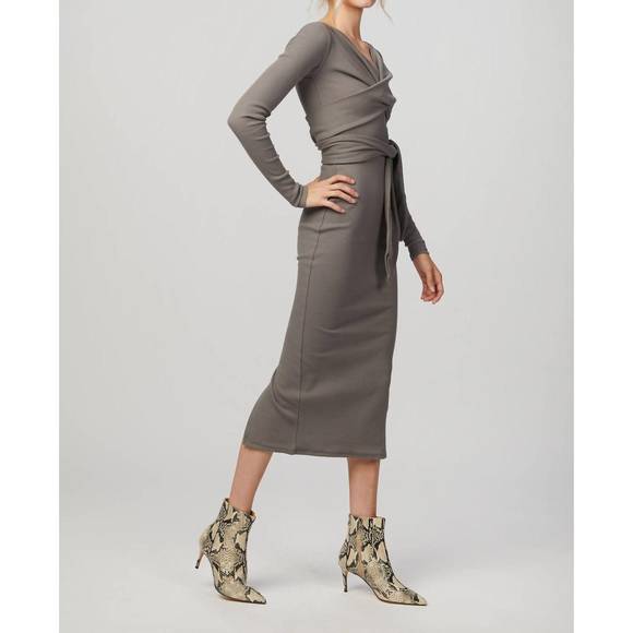 NEW THE LINE BY K saloma ii wrap dress in grey - Picture 4 of 5